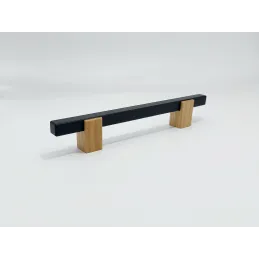 Drvena ručka LEO / Crna - prirodni buk