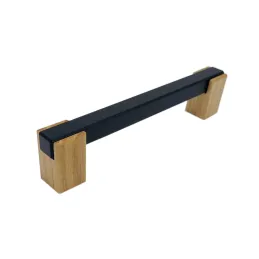 Drvena ručka LEO II / Crna - prirodni buk