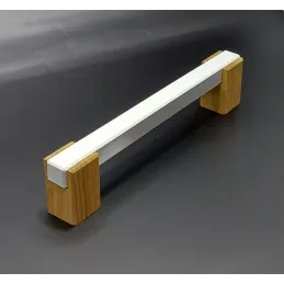 Drvena ručka LEO II / Bijela - prirodni hrast