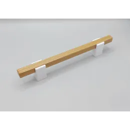 Drvena ručka LEO / Bijela - prirodni buk