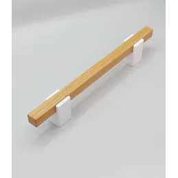Drvena ručka LEO / Bijela - prirodni buk