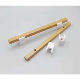 Drvena ručka LEO / Bijela - prirodni buk