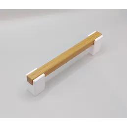 Drvena ručka LEO II / Bijela - prirodni buk