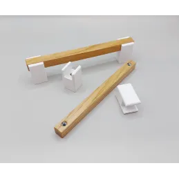 Drvena ručka LEO II / Bijela - prirodni buk