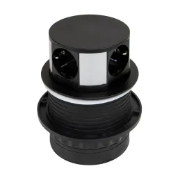 Výsuvna električna utičnica VERTIKAL SCHUKO 3x 230V + 2x USB / Crna mat