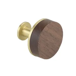 Drvena ručka knopka SOHO / Lakirani orah - zlatna