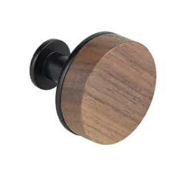 Drvena ručka knopka SOHO / Lakirani orah - mat crna