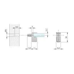 Držač staklene police GRACE 5-6 mm / Sjajni krom - 10 kom