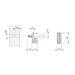 Držač staklene police GRACE 8 mm / Nikal - 10 kom