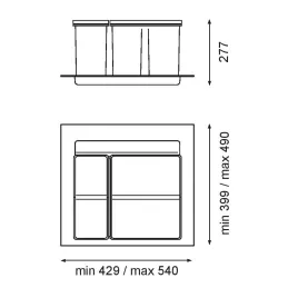 Koš za otpadke za ladicu SISTEMA 9XL 600 mm / Siva