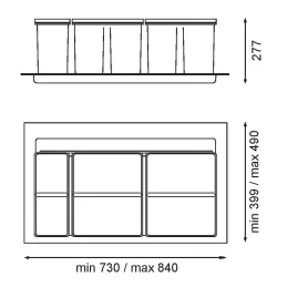 Kanta za otpad za ladicu SISTEMA 9XL 900 mm / Siva