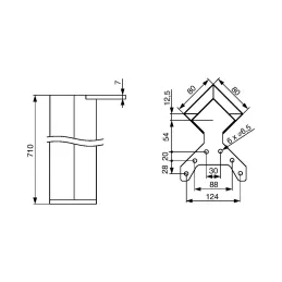 Stolna noga QUADRA 80x80 / Bijela sjajna
