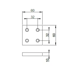 Plastična nožica 10 mm 60x60 / Sjajni krom