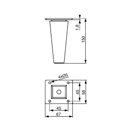 Drvena nogica za namještaj LUGO / Sirovi hrast - set od 4 komada