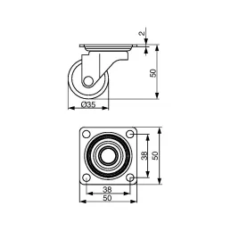 Nábytkový kotačić SIMPLE bez kočnice 35 mm / Prozirno smeđa