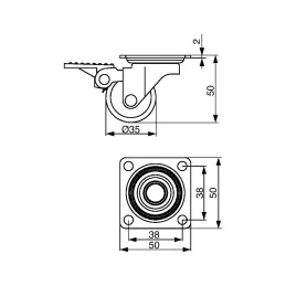 Nábytkový kotačić SIMPLE s kočnicom 35 mm / Prozirno smeđa