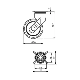 TENTE namještajni kotač bez kočnice 5370 - 100 mm / Siva