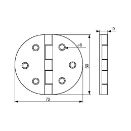 Okrugla zakretna šarka 72 x 60 mm / Crna