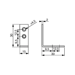 Spojni kutnik 30 x 30 mm - 10 kom / Bijeli cink