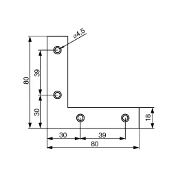 Spojni ravni kutnik 80 x 80 mm / Bijeli cink