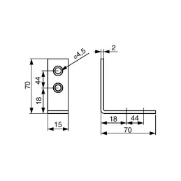 Spojni kutnik 70 x 70 mm - 10 kom / Bijeli cink