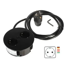 Električna utičnica Twist 2x 230V SCHUKO / Crna mat