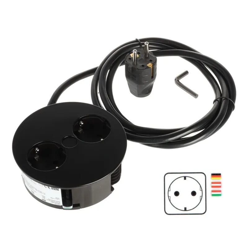 Električna utičnica Twist 2x 230V SCHUKO / Crna mat