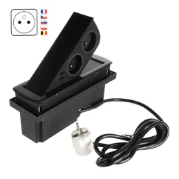 Iskočna električna utičnica CIZO 2x230 + 2xUSB - FRENCH / Crna