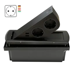 Izvlačiva električna utičnica CIZO 2x230 + 2xUSB - SCHUKO / Crna