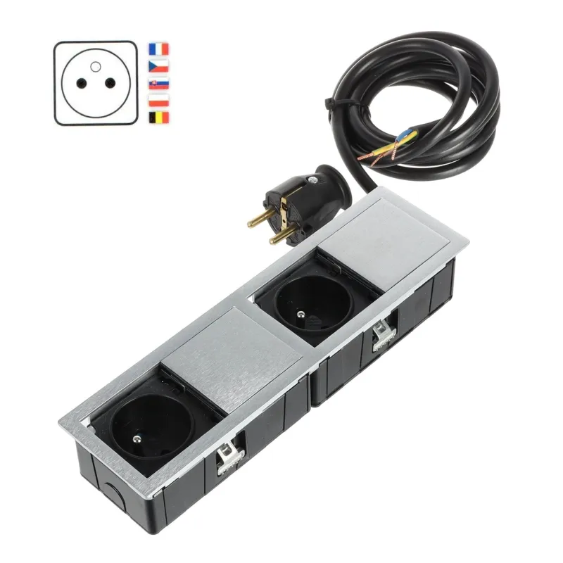 Električna utičnica VersaHit Mono Combi FRENCH 2 x 230V / Nehrđajući čelik