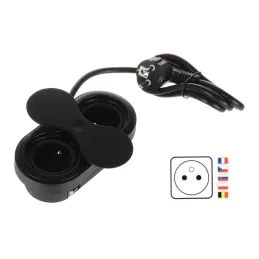 Interijer utičnica SWING FRENCH 2 x 230 V / Crna mat