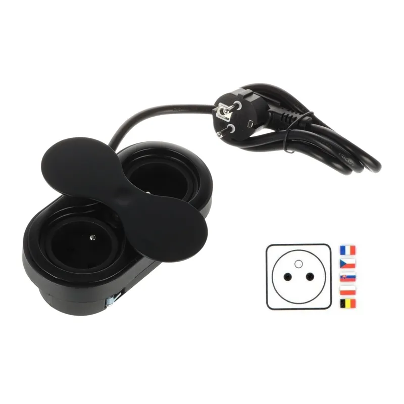 Interijer utičnica SWING FRENCH 2 x 230 V / Crna mat