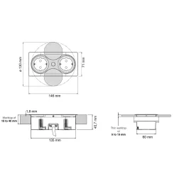 Unutarnja utičnica SWING 2 x 230 V SCHUKO / Nehrđajući čelik