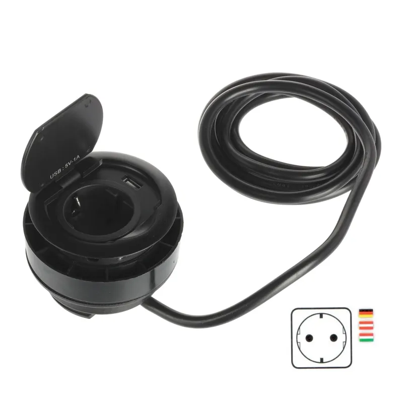 Unutarnja utičnica RING SCHUKO 1 x 230 V + 1 x USB / Crna mat
