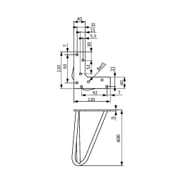 Noga za konferencijski stol HAIRPIN 400 mm / Crna