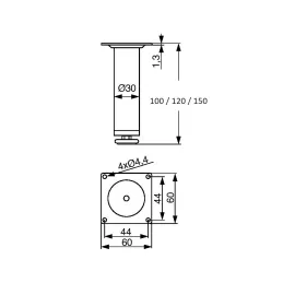 MADRID namještajna noga / sjajni krom