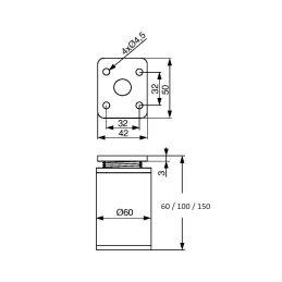 Okrugla namještajna noga 60 / Aluminij