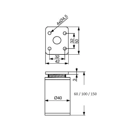 Namještajna nogica D40 / Crna mat