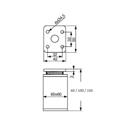 Nogica za namještaj 60 x 60 / Aluminij