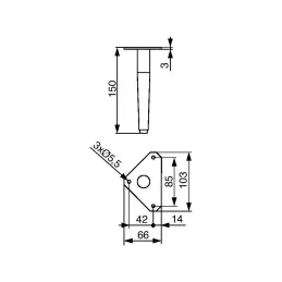 Namještajna nožica VIX / Zlatna brušena