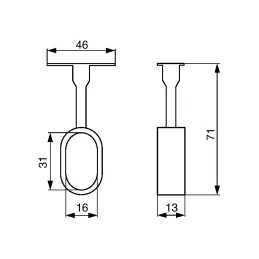 Središnji držač za ovalnu vješalačku šipku / Krom