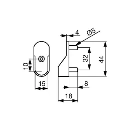 Završetak za garderobnu šipku s klinovima - ovalni / Srebrni