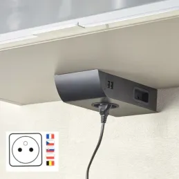 Interijer utičnica BORN FRENCH 2 x 230 V + 2 x USB / Crna mat