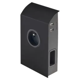 Interijer utičnica BORN FRENCH 2 x 230 V + 2 x USB / Crna mat