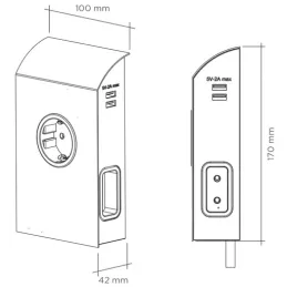 Unutarnja utičnica BORN FRENCH 2 x 230 V + 2 x USB / Nehrđajući čelik