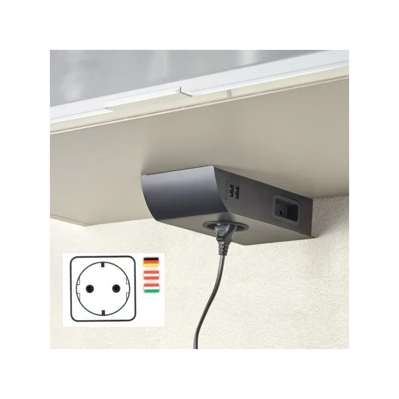 Unutarnja utičnica BORN SCHUKO 2 x 230 V + 2 x USB / Crna mat