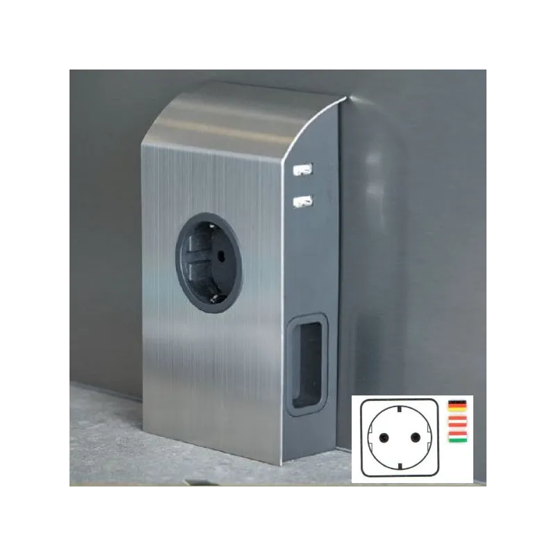 Unutarnja utičnica BORN SCHUKO 2 x 230 V + 2 x USB / Nehrđajući čelik