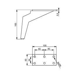 Namještajna nogica TUXO 165 mm / Crna mat