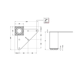 Namještajna nožica TIAMO 50 / Siva
