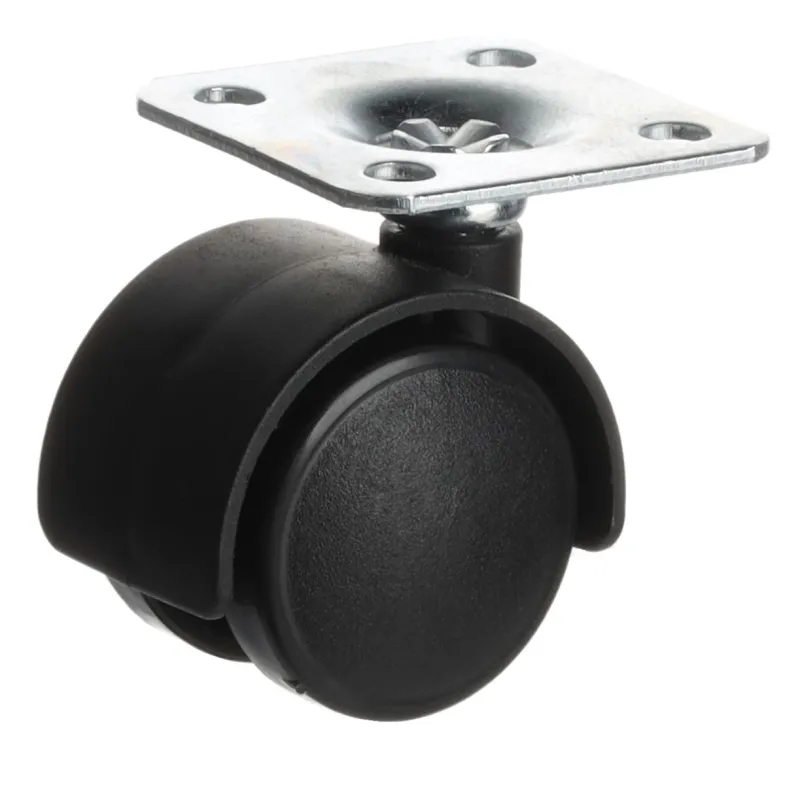 Namještajni točak bez kočnice s pločicom / 30 mm / Crna